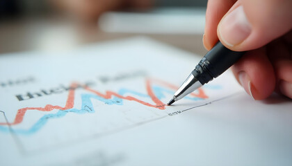 A Hand Drawing a Line on a Chart with a Pen