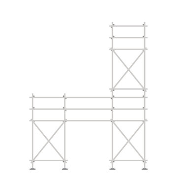 Scaffolding. Vector flat design aluminum prefabricated scaffolding isolated illustration white background.