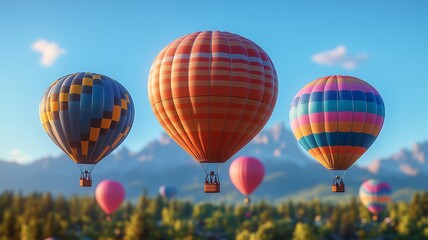 Obraz premium 青空の中に浮かぶ気球