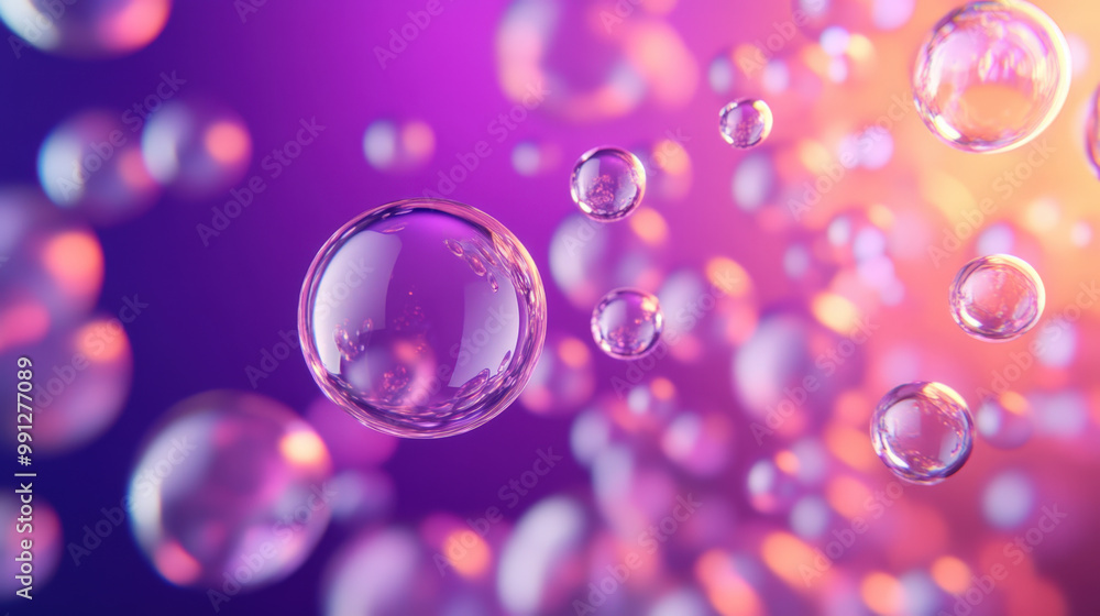 Aufkleber soap bubbles floating in the air with a colorful background