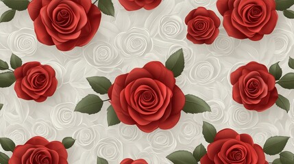 Fototapeta premium A Vibrant Floral Design Featuring Beautiful Red and White Roses