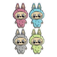 cute doll vector illustration. a little scary and adorable