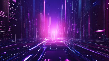 Obraz premium Abstract cyberpunk technology digital purple gaming sci-fi design banner interface background wallpaper AI generated image