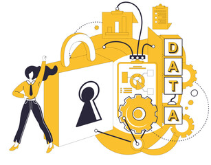 Big data vector illustration. Finance and economy, economic alchemy, transmutes data into gold insights Information medium, storytellers canvas, paints narratives with hues big data wisdom