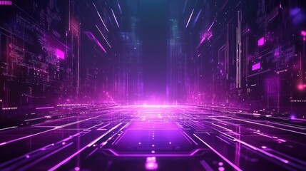 Abstract cyberpunk technology digital purple gaming sci-fi design banner interface background wallpaper AI generated image