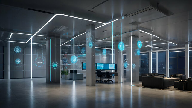  modern office interior  building smart home concept minimalist diagram