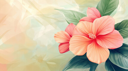 This stunning illustration features a vibrant floral arrangement with pink and orange blossoms, set against a soft and elegant background, perfect for adding a touch of nature's beauty