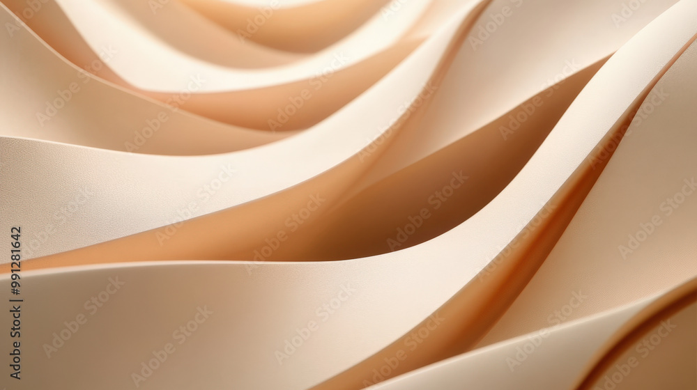 Poster abstract background with smooth beige waves creating an elegant and minimalist pattern