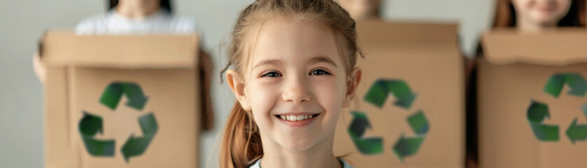 A school program educating children about the bio-circular-green economy with hands-on activities promoting recycling, environmental responsibility, and sustainable practices in a classroom setting.