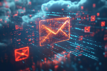 digital email notification for business ideas with isolated background generated by AI