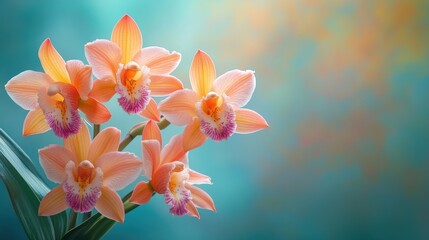 A vibrant display of orange orchids against a soft, blurred background, perfect for nature and floral-themed projects.