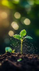 The sprout of life is growing in the soil, symbolizing a new beginning and growth