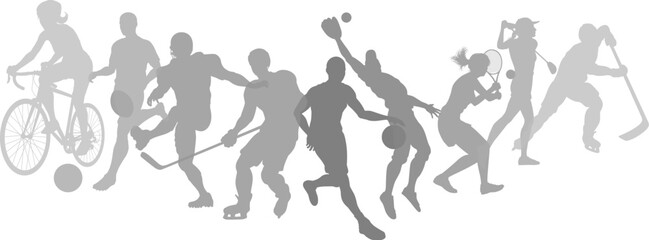 A sport active fitness sports healthy lifestyle silhouette people silhouettes set