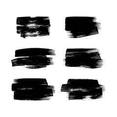 Set of black hand drawn brush strokes
