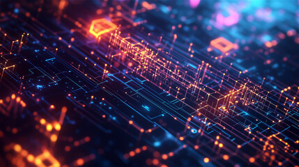 Futuristic Data Stream, Neon Digital Wave