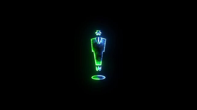 Business suit symbols icon glow neon fire symbol blue gren color animation