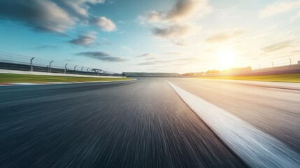 Fototapeta premium Speeding Towards the Sunset on a Race Track