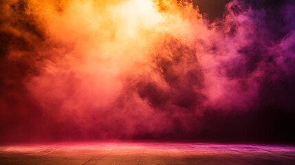 Spotlight on a stage with dark red smoke, creating a dramatic and intense visual effect