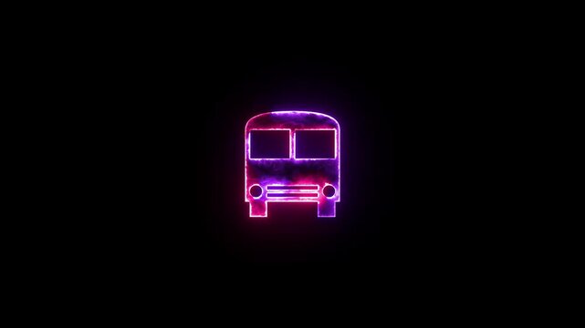 Bus symbols icon glow neon fire symbol animation