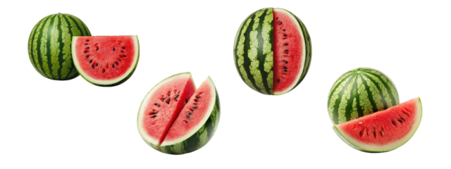 Watermelon is cut in half, on white background