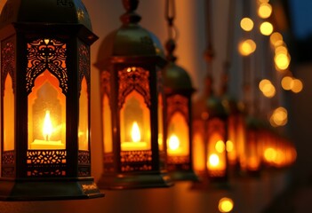 Festive Ramadan Lanterns Adorned with Twinkling String Lights