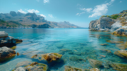 Crystal Clear Water and Mountainous Landscape - Photo