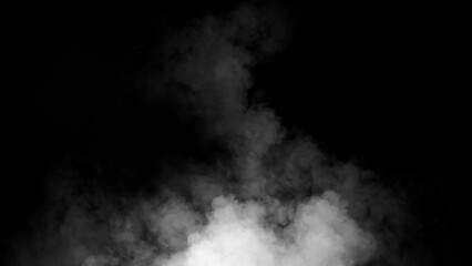 Abstract smoke misty fog on isolated black background. Texture overlays. Design element.