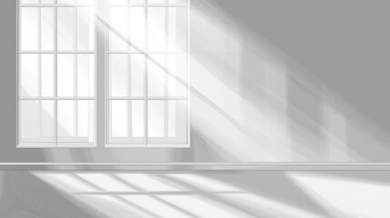 Obraz premium realistic and minimalist blurred natural light windows shadow overlay on wall paper texture abstract background minimal abstract light white background for product presentation, Ai