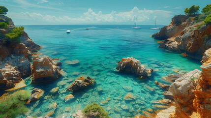 Clear Turquoise Waters Surrounding Rocks - Landscape Photo