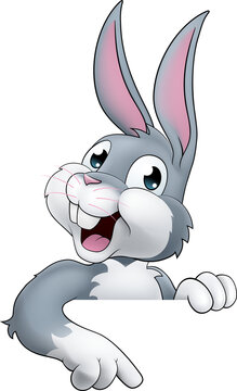 recommend clip art: Easter Bunny Rabbit Cartoon Character Peeking Sign