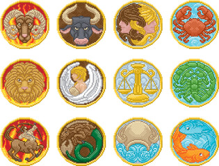 Zodiac Horoscope Pixel Art Astrology Star Signs