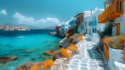 Coastal Village with Stone Pathway - Photo