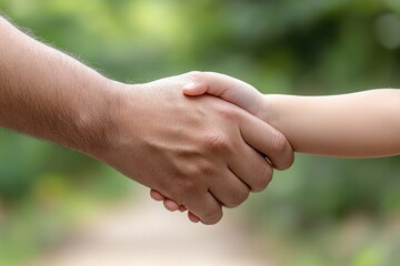 Compassionate Parent Guidance Fostering Child Well-being and Emotional Needs through Supportive Actions and Understanding A Father's Hand Gently Guides His Child, Demonstrating Love and Support