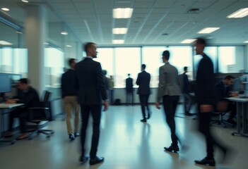 Time-lapse of Office Workers in Motion Among Large Windows