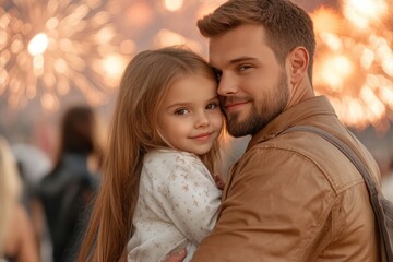 Fototapeta premium Family Togetherness Fireworks Display, Celebrating Festive Moments with Loved Ones, Creating Lasting Memories of Joy and Wonder