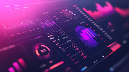 background with an interactive financial dashboard displaying various economic metrics and updates