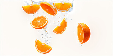 orange slices floating mid-air