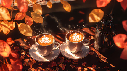 Cozy Lofi Anime Manga Illustration with Traditional Japanese Tea Party Autumn Vibes and Warm Aesthetics