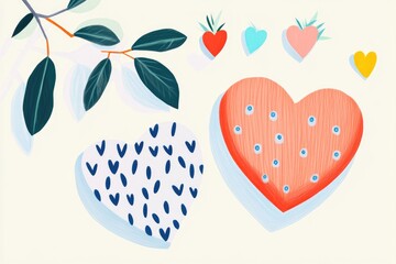 Coloring page featuring three decorative hearts on a blank background