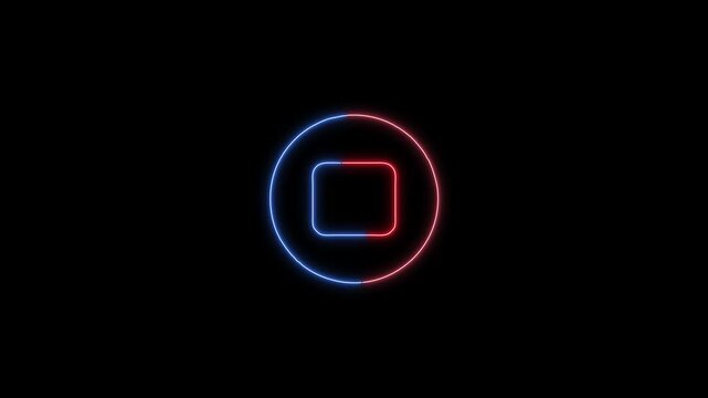 Neon circle sign on a black background