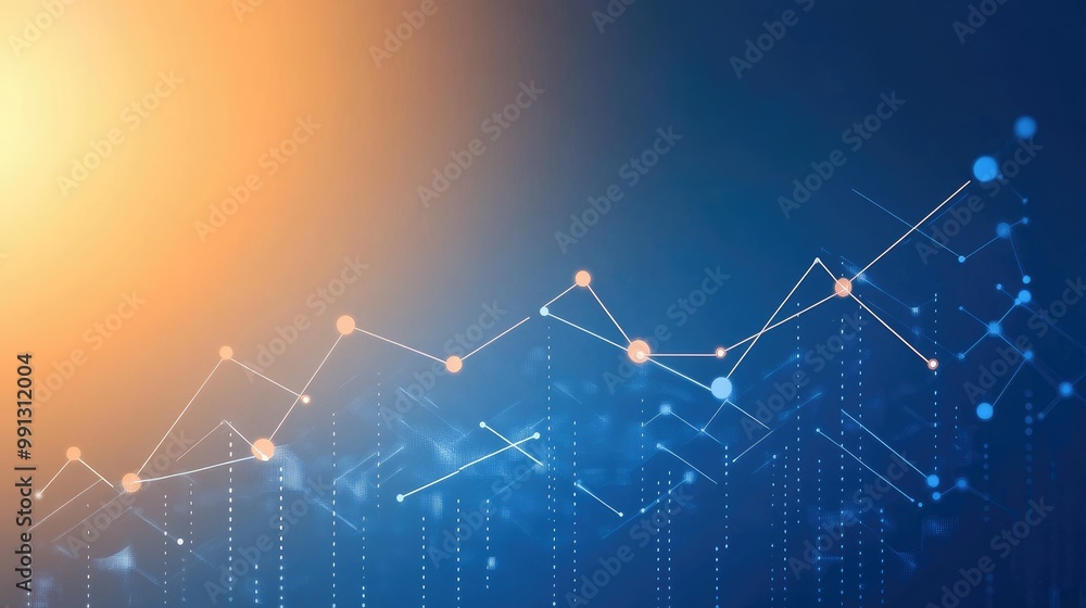 Poster a clean graph with an upward trend, illustrating business growth with room for custom text or images