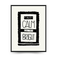 Merry Christmas and Happy New Year vertical flyer or poster template. Modern trendy Matisse minimal style. Hand drawn design for wallpaper, wall decor, print, postcard, cover, template, banner.