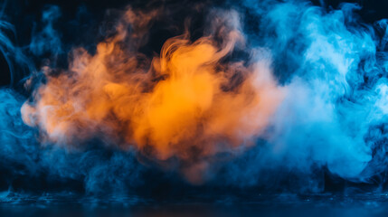 Obraz premium Blue and white smoke blending on a stage, giving a cool and effect