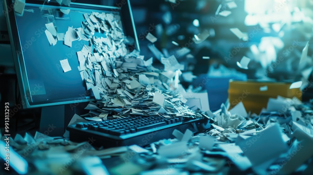 Poster a computer desktop where unneeded files are being deleted, symbolizing the importance of digital was