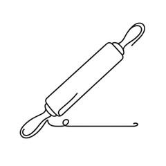 A long rolling pin is shown in a black and white drawing. The image is simple and clean, with the focus on the rolling pin itself. The idea behind the drawing could be related to baking or cooking