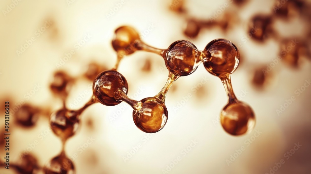 Poster exploring the intricate beauty of molecular structures shimmering under soft light in a scientific s