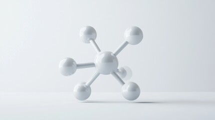 Obraz premium A modern white molecular structure symbolizing scientific innovation and creativity in a minimalist design setting