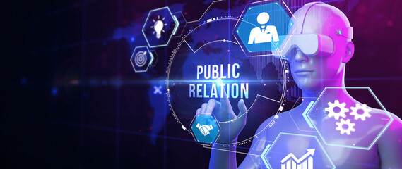 PR Public relations concept. Communication advertising marketing strategy. 3d illustration