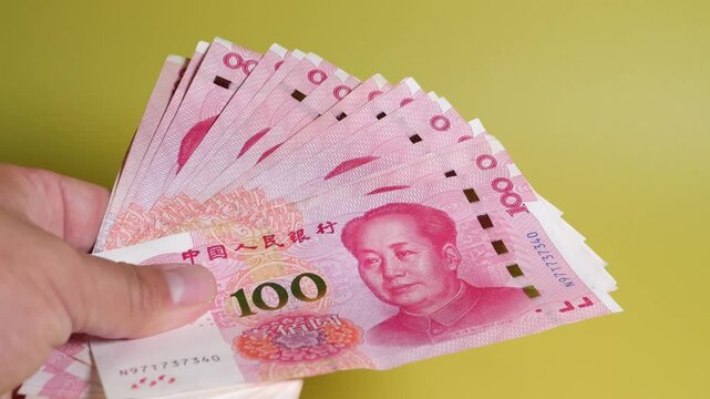 Counting China Yuan. Counting Chinese money China Yuan(RMB)