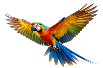 flying Moroccan parrot isolated on white background 